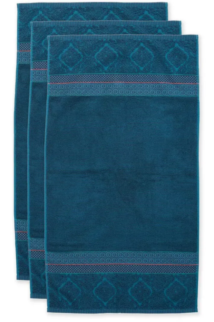 Clearance Pip Studio Badetuch Set/3 Soft Zellige Dunkel 55X100 Cm Blau