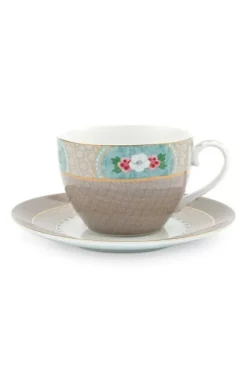 Clearance Pip Studio Blushing Birds Cappuccino Tasse & Untertasse Khaki