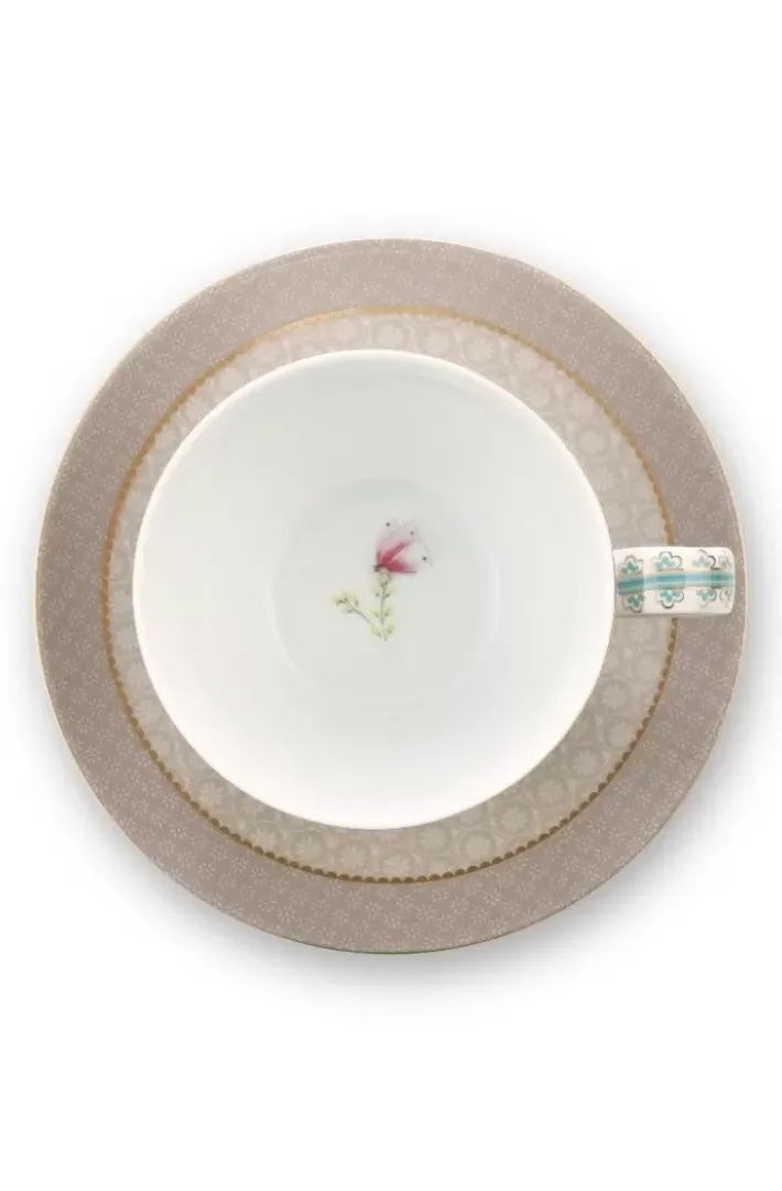 Clearance Pip Studio Blushing Birds Cappuccino Tasse & Untertasse Khaki