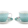 Hot Pip Studio Blushing Birds Set/2 Espresso Tassen & Untertassen Blau