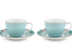 Hot Pip Studio Blushing Birds Set/2 Espresso Tassen & Untertassen Blau