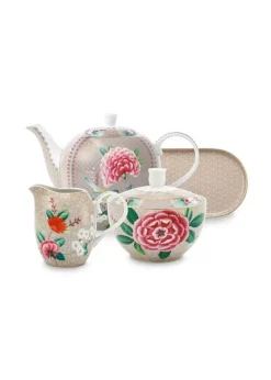 Hot Pip Studio Blushing Birds Tee Set/4 Khaki