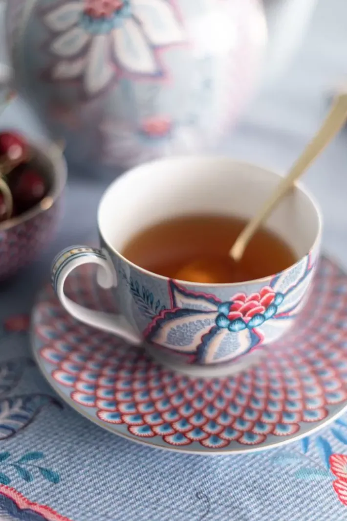 Pip Studio Flower Festival Cappuccino Tasse & Undertasse Hellblau