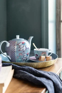 Pip Studio Flower Festival Cappuccino Tasse & Undertasse Hellblau