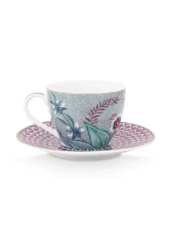 New Pip Studio Flower Festival Espresso Tasse & Undertasse Hell Blau
