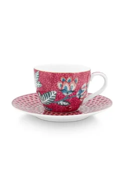Sale Pip Studio Flower Festival Espresso Tasse & Undertasse Dunkel Rosa