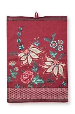 Discount Pip Studio Flower Festival Geschirrtuch Dunkel Rosa