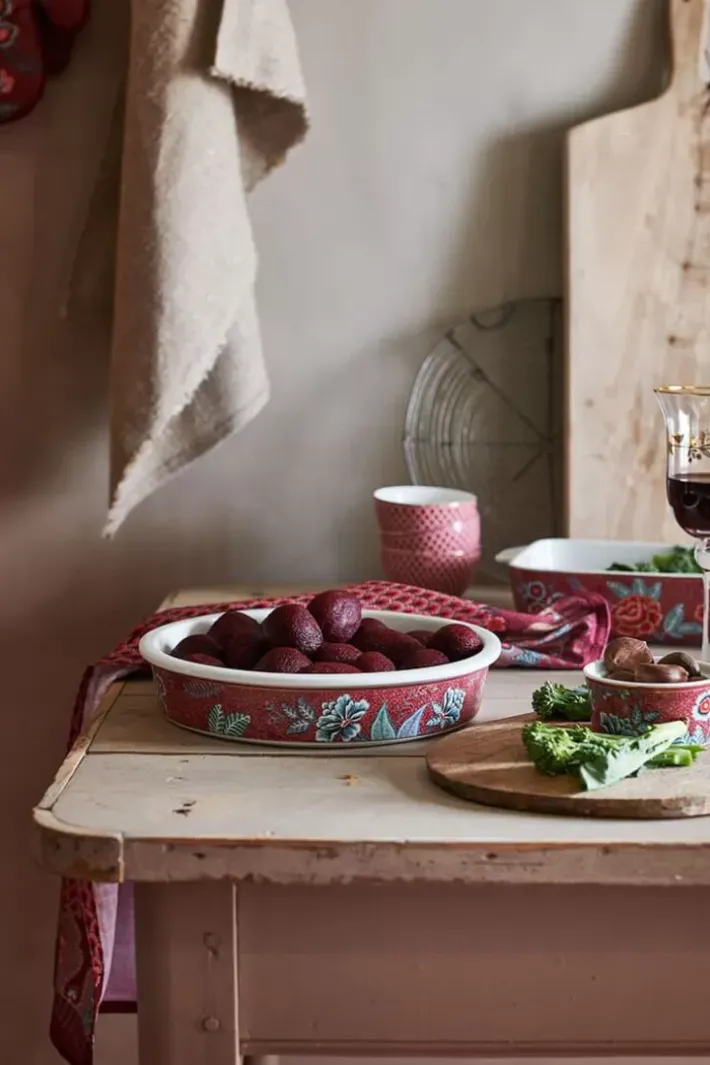 Sale Pip Studio Flower Festival Servierschale Runden Dunkel Rosa