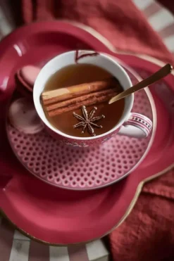 Discount Pip Studio Flower Festival Set/2 Espresso Tasse & Undertasse Dunkel Rosa