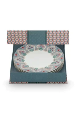 Online Pip Studio Flower Festival Set/4 Frühstücksteller Hell 21Cm Blau