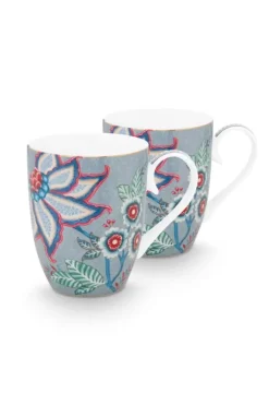 Online Pip Studio Flower Festival Set/2 Tassen Gross Hell Blau
