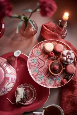 New Pip Studio Flower Festival Tortenteller Klein Herz Dunkel Rosa