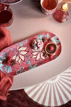 Best Pip Studio Flower Festival Tortenteller Rechteckig Dunkel Rosa