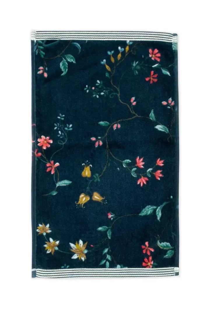 Outlet Pip Studio Gastehandtuch Set/3 Les Fleurs Dunkel 30X50 Cm Blau