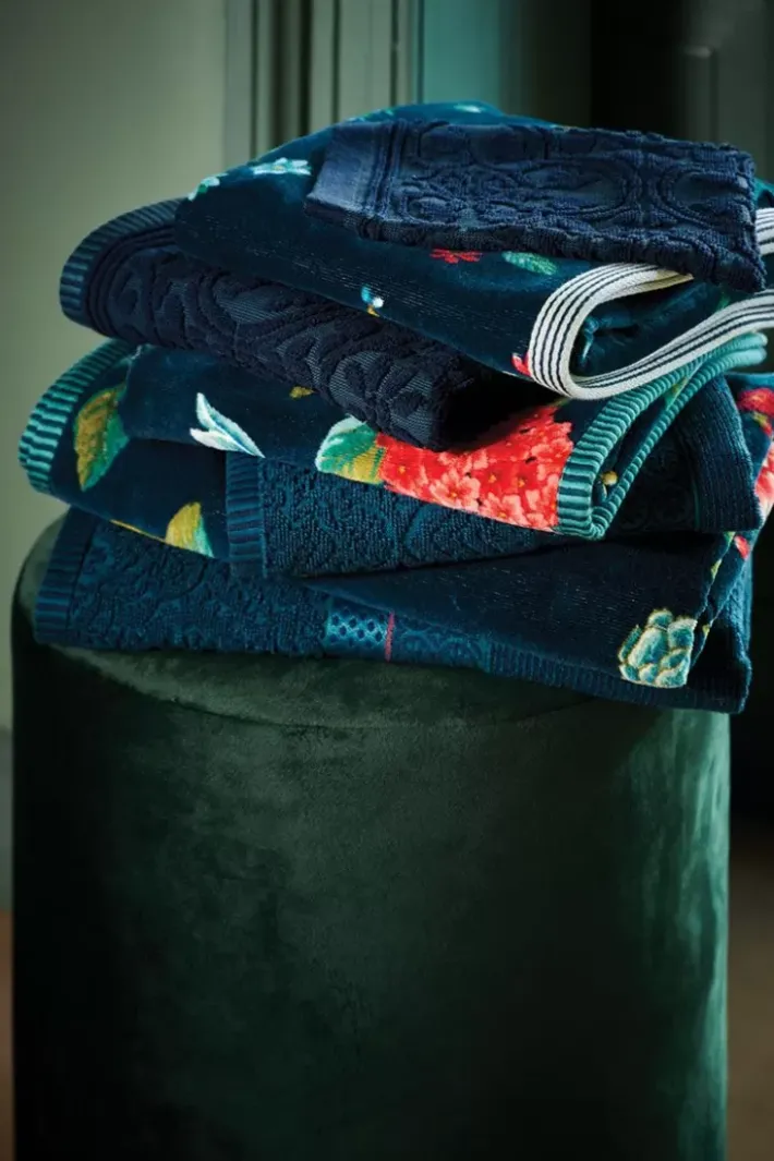 Outlet Pip Studio Gastehandtuch Set/3 Les Fleurs Dunkel 30X50 Cm Blau