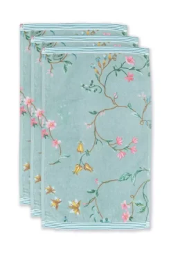 Discount Pip Studio Gastehandtuch Set/3 Les Fleurs 30X50 Cm Blau