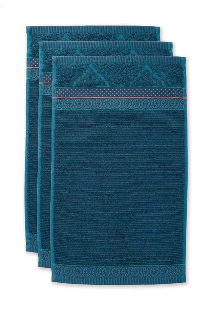 Sale Pip Studio Gastehandtuch Set/3 Soft Zellige Dunkel 30X50 Cm Blau