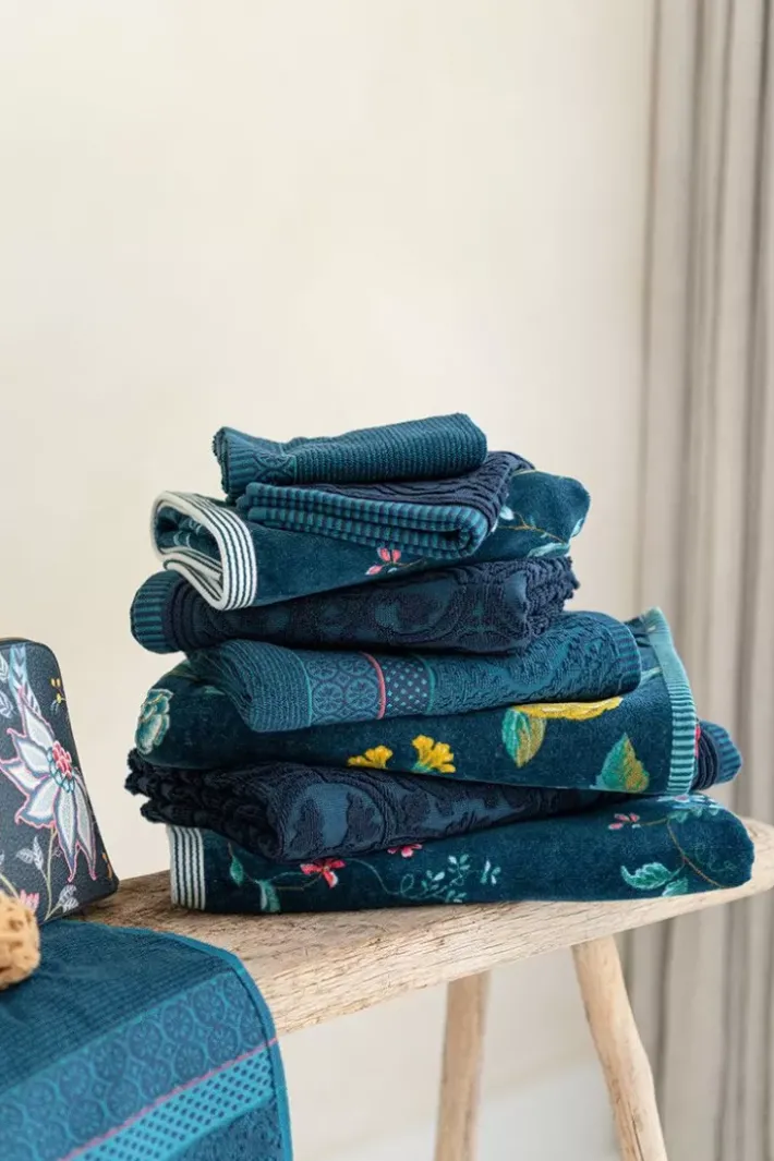 Hot Pip Studio Grose Handtuch Tile De Pip Dunkel 70X140 Cm Blau