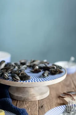 Pip Studio Holzern Servierschale Blau 32 Cm