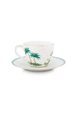 Discount Pip Studio Jolie Set/2 Espresso Tasse & Untertasse Dots Gold Weis