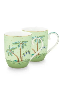 Hot Pip Studio Jolie Set/2 Tassen Klein Goldene Punkte Grun