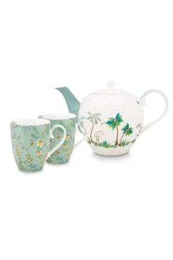 Pip Studio Jolie Set/3 Tee Set Gross Flowers Blau