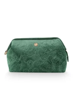 Pip Studio Kosmetiktasche Gross Samt Quiltey Days Grun
