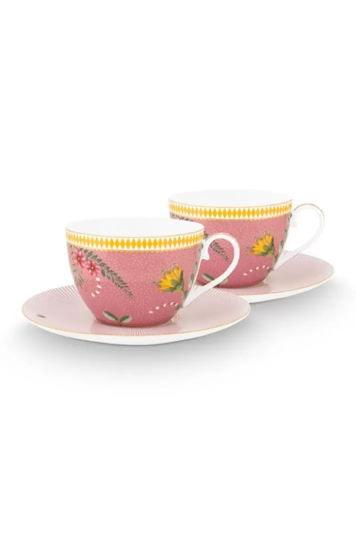 Hot Pip Studio La Majorelle Set/2 Cappuccino Tassen & Undertassen Rosa