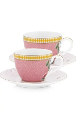 Clearance Pip Studio La Majorelle Set/2 Espresso Tassen & Untertassen Rosa
