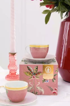Clearance Pip Studio La Majorelle Set/2 Espresso Tassen & Untertassen Rosa