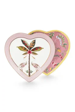 Discount Pip Studio La Majorelle Set/2 Herz Form Teller Rosa