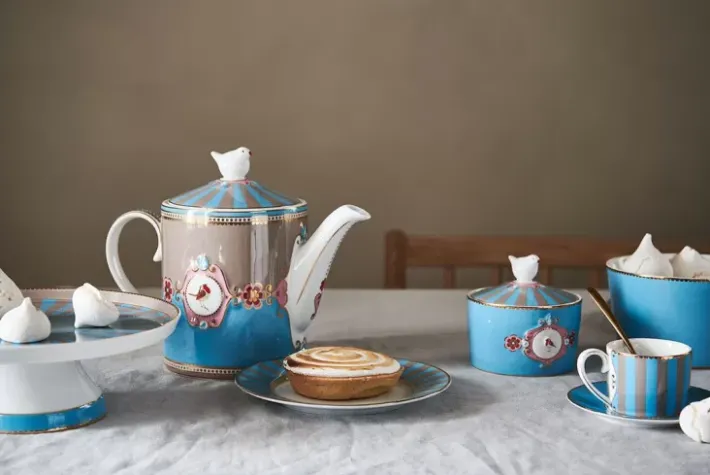 Outlet Pip Studio Love Birds Teekanne Medium Blau/Khaki Mehrfarbig