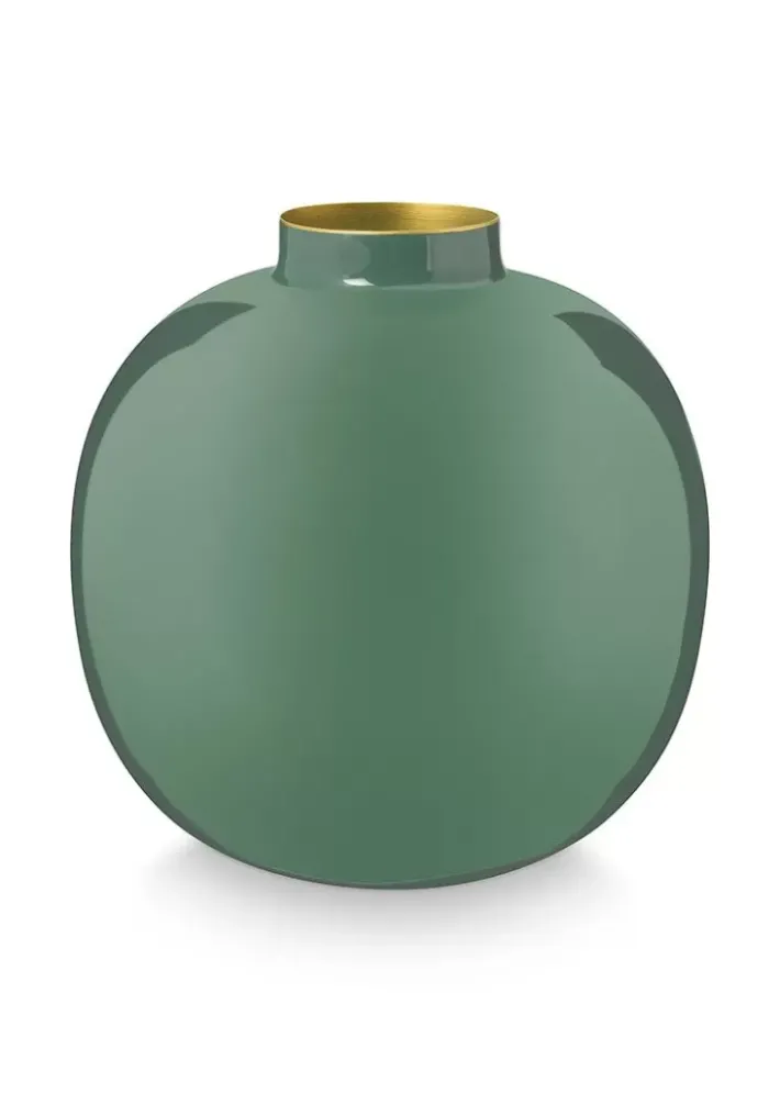 Clearance Pip Studio Metall Vase Dunkel 23 Cm Grun
