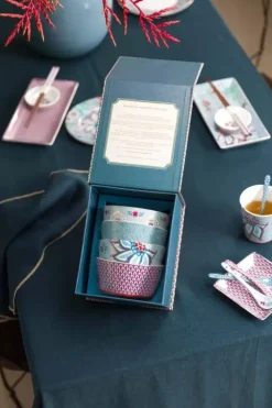 Hot Pip Studio Oriental Flower Festival Set/4 Schalen 12Cm Blau