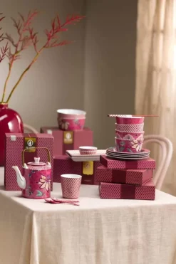 Online Pip Studio Oriental Flower Festival Set/6 Teeloffel Dunkel Rosa