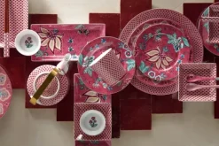 Clearance Pip Studio Oriental Flower Festival Set/4 Tassen Dunkel Rosa