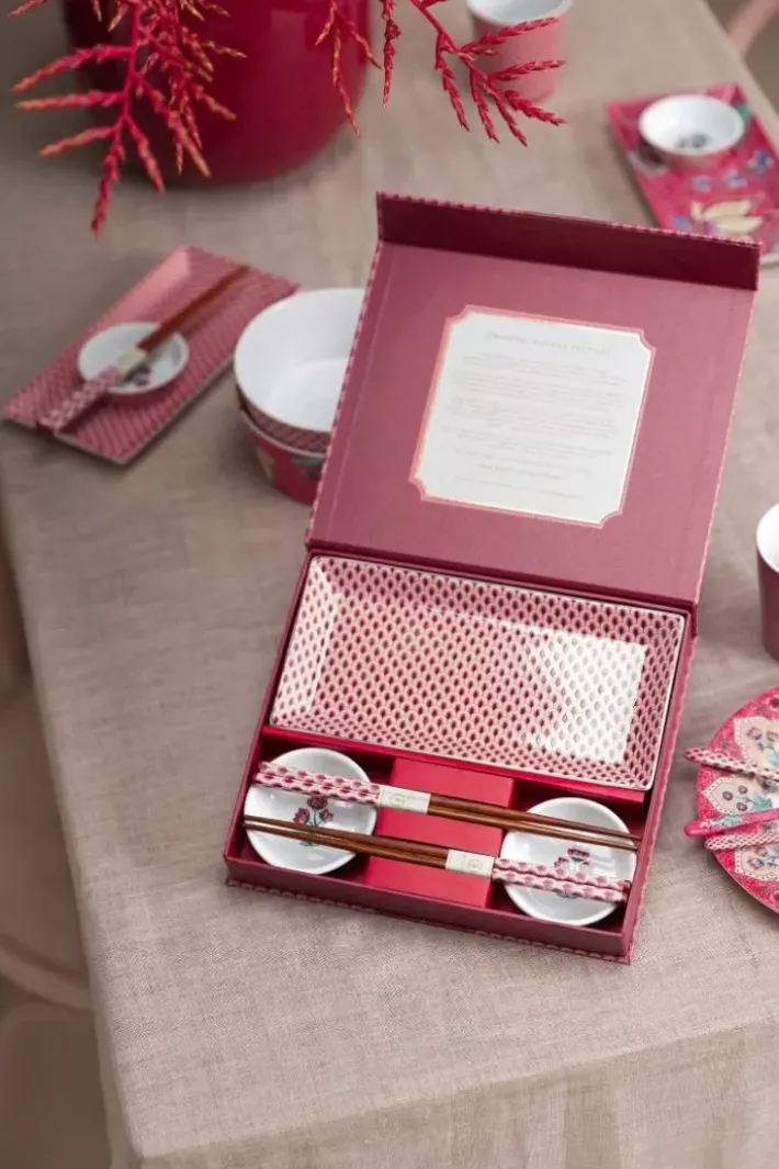 Sale Pip Studio Oriental Flower Festival Set/6 Sushi Dunkel Rosa