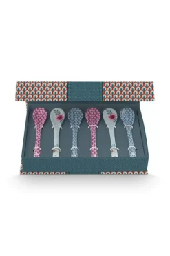 Pip Studio Oriental Flower Festival Set/6 Teeloffel Blau