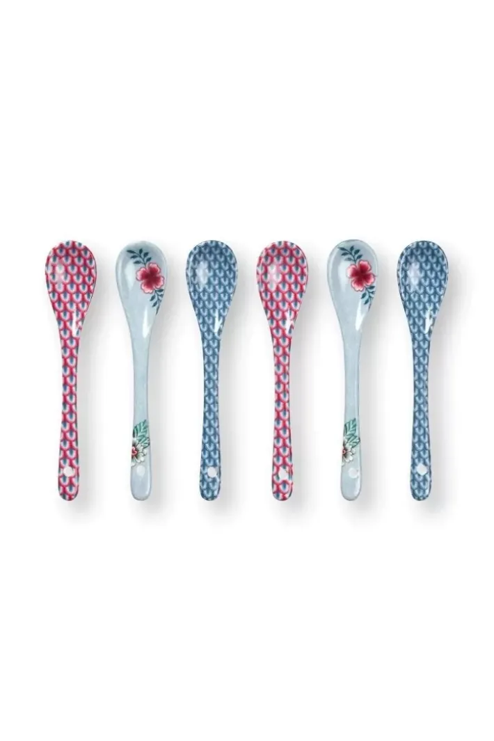 Pip Studio Oriental Flower Festival Set/6 Teeloffel Blau