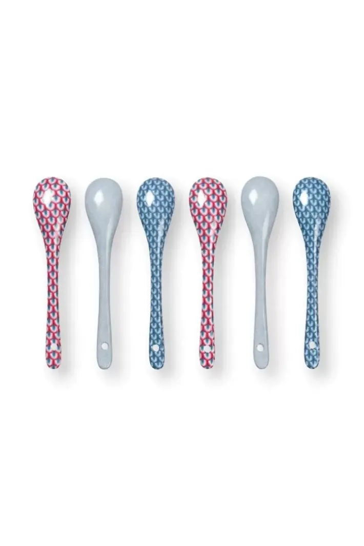 Pip Studio Oriental Flower Festival Set/6 Teeloffel Blau