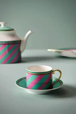 Sale Pip Studio Pip Chique Stripes Cappuccino Tasse & Untertasse Rosa/Grun