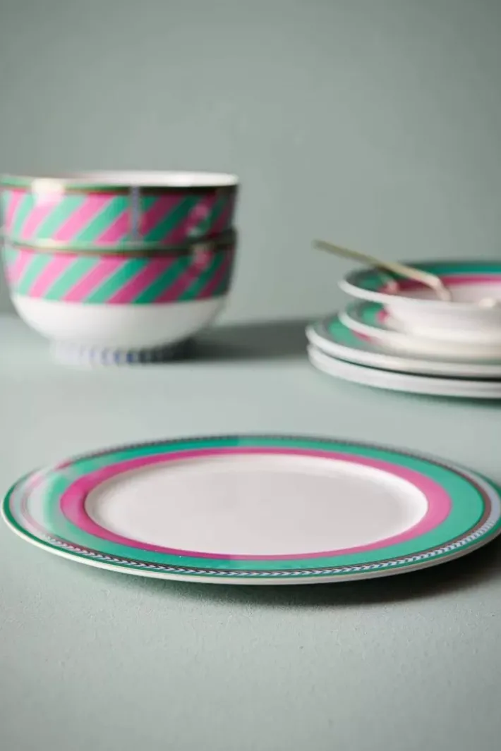 Outlet Pip Studio Pip Chique Stripes Essteller Rosa/Grun 28Cm