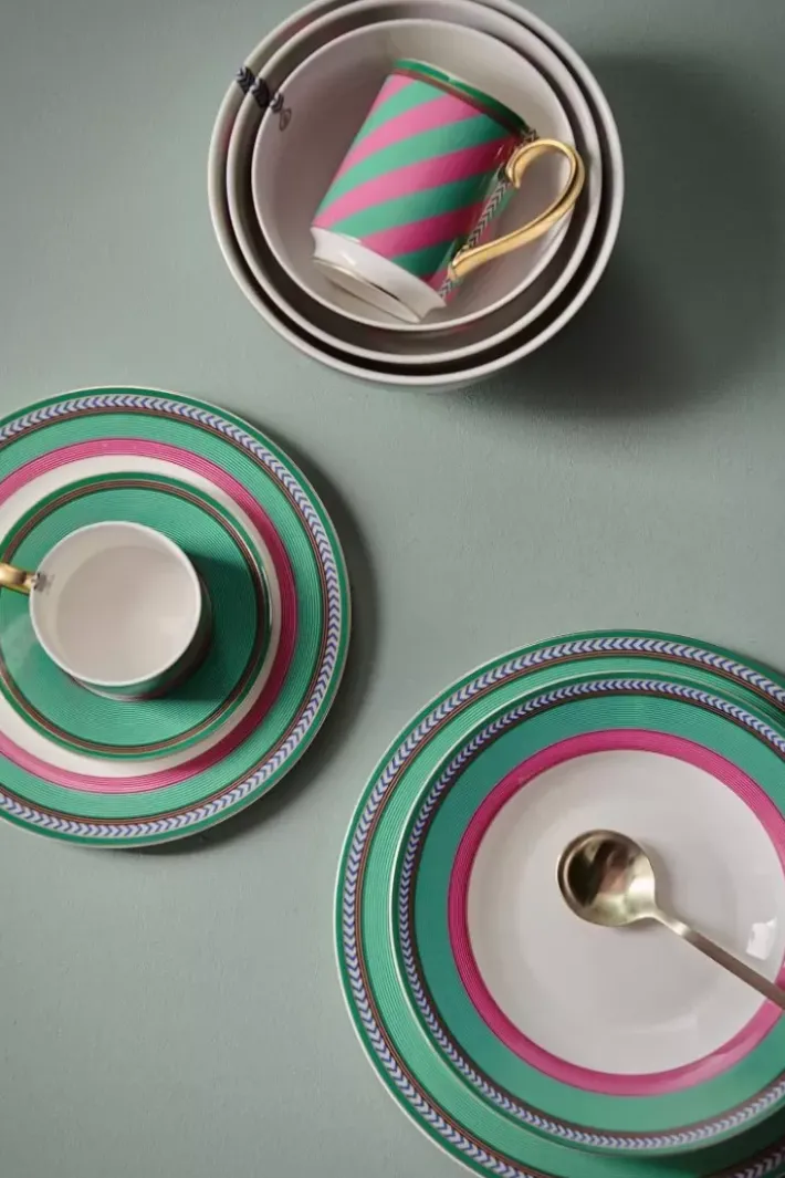 Outlet Pip Studio Pip Chique Stripes Essteller Rosa/Grun 28Cm