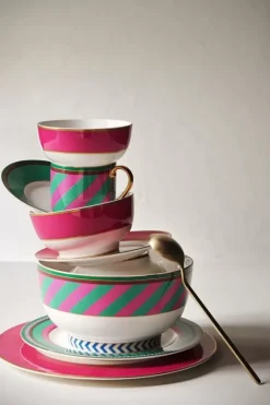Best Pip Studio Pip Chique Stripes Frühstücksteller Rosa/Grun 23Cm
