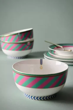 Sale Pip Studio Pip Chique Stripes Schale Rosa/Grun 20.5Cm
