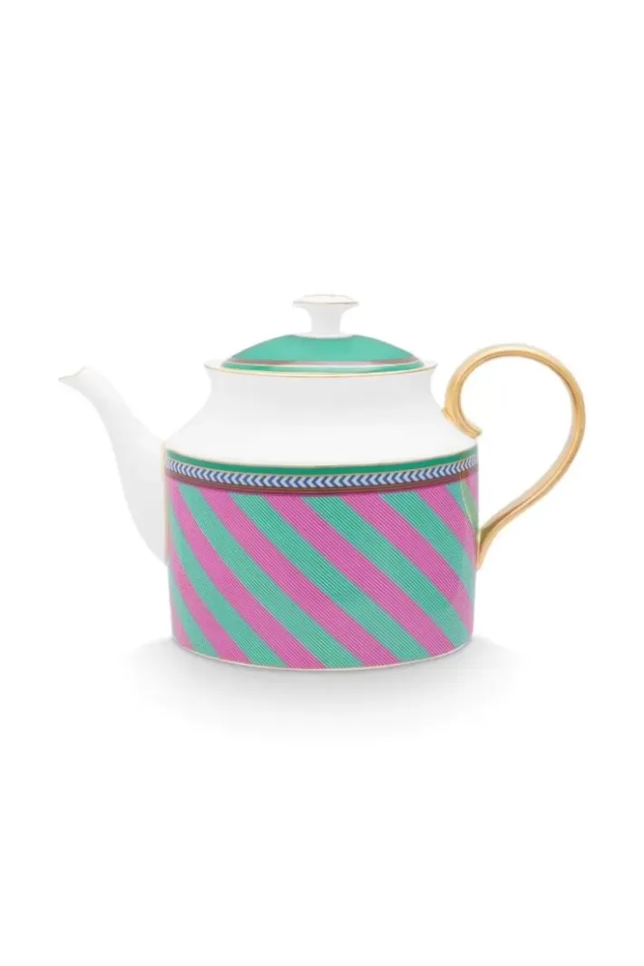 Outlet Pip Studio Pip Chique Stripes Teekanne Gross Rosa/Grun