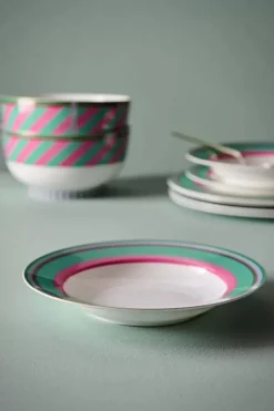 Sale Pip Studio Pip Chique Stripes Tiefer Teller Rosa/Grun 23.5Cm