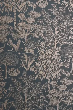 Clearance Pip Studio Origami Tree Vliestapete Dunkel /Rosegold Blau