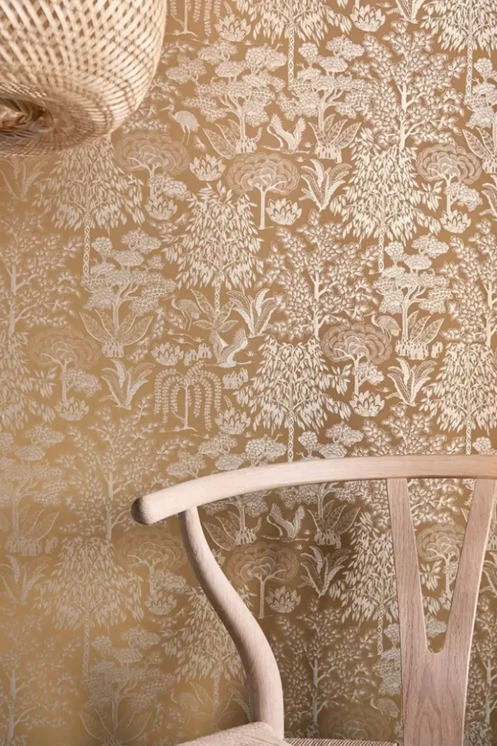 Pip Studio Origami Tree Vliestapete Ocker/Gold Gelb