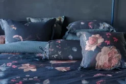 Pip Studio Quadratisches Zierkissen Tokyo Bouquet Dunkel Blau